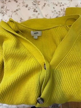 Lime Green Ribbed Knit Women's Cardigan Sweater Aerie